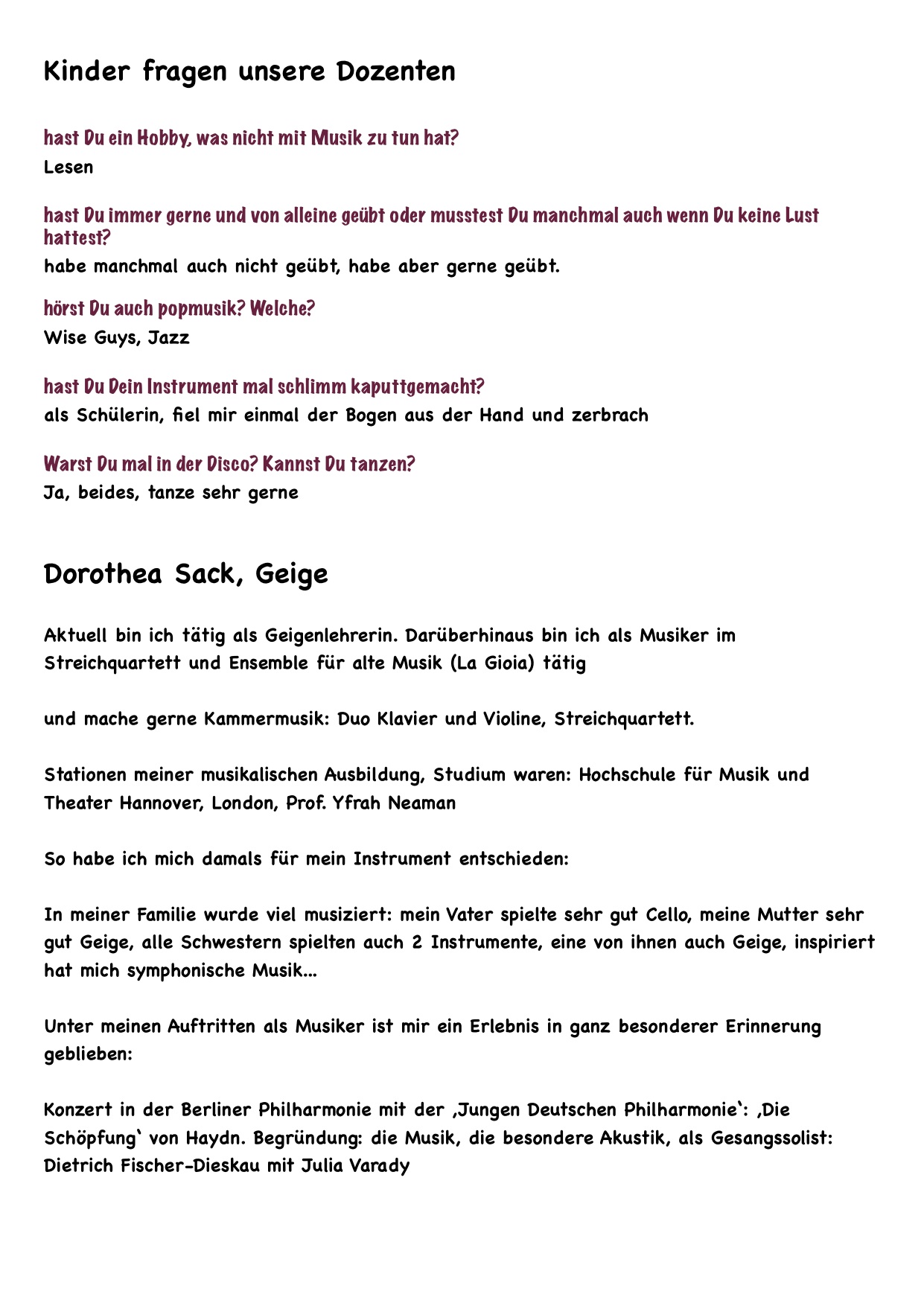 Steckbrief Dorothea